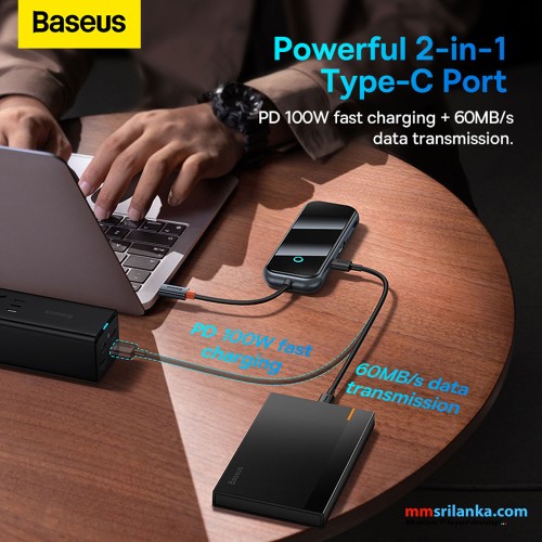 Baseus AcmeJoy 8-Port Type-C HUB Adapter（Type-C to HDMI*1+USB3.0*2+USB2.0*1+Type-C PD&Data*1+RJ45*1+SD/TF*1）Dark Grey